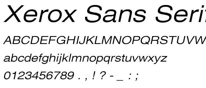Xerox Sans Serif Wide Oblique font